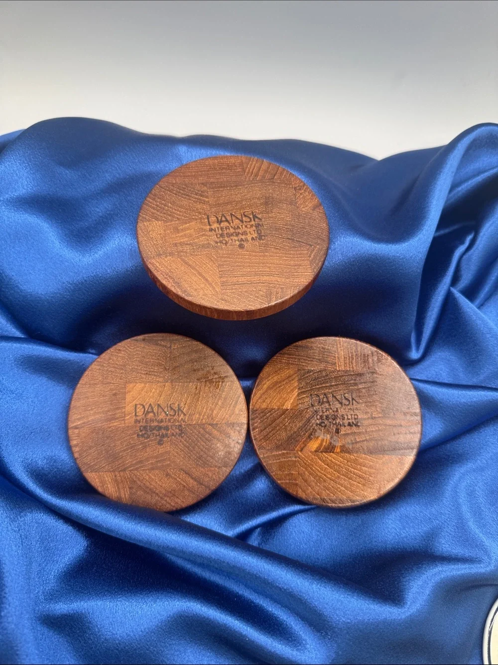 Dansk Round Teak Wooden Coasters - Brown